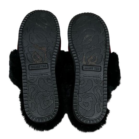 Gianni Bini Faux Fur Size US 9 slippers house shoes fuzzy plaid buffalo plaid - Picture 7 of 8